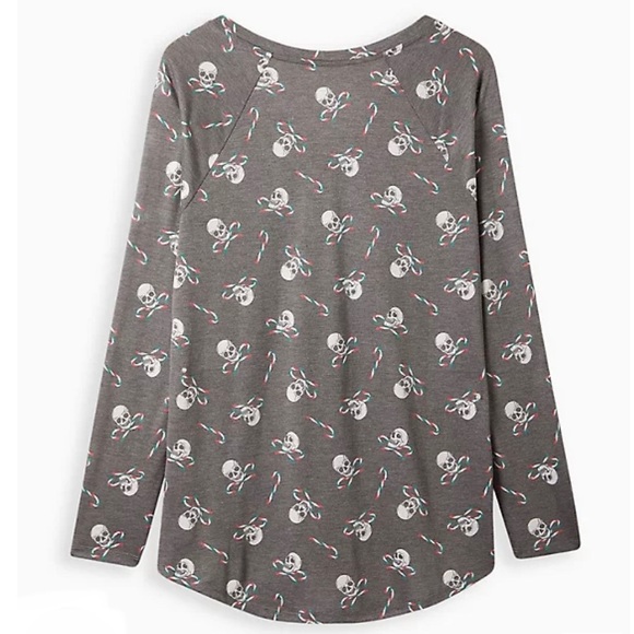 NEW! TORRID “Skull Candy” Heather Grey Raglan Long-Sleeve Raglan V-Neck Tee, NWT - Picture 15 of 15